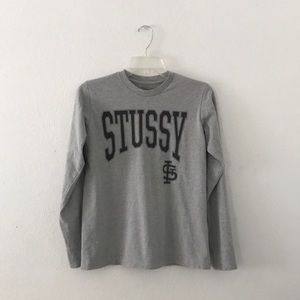 grey stussy long sleeve shirt